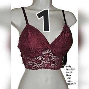 Body Frosting Lace Bralette in Deep Burgundy